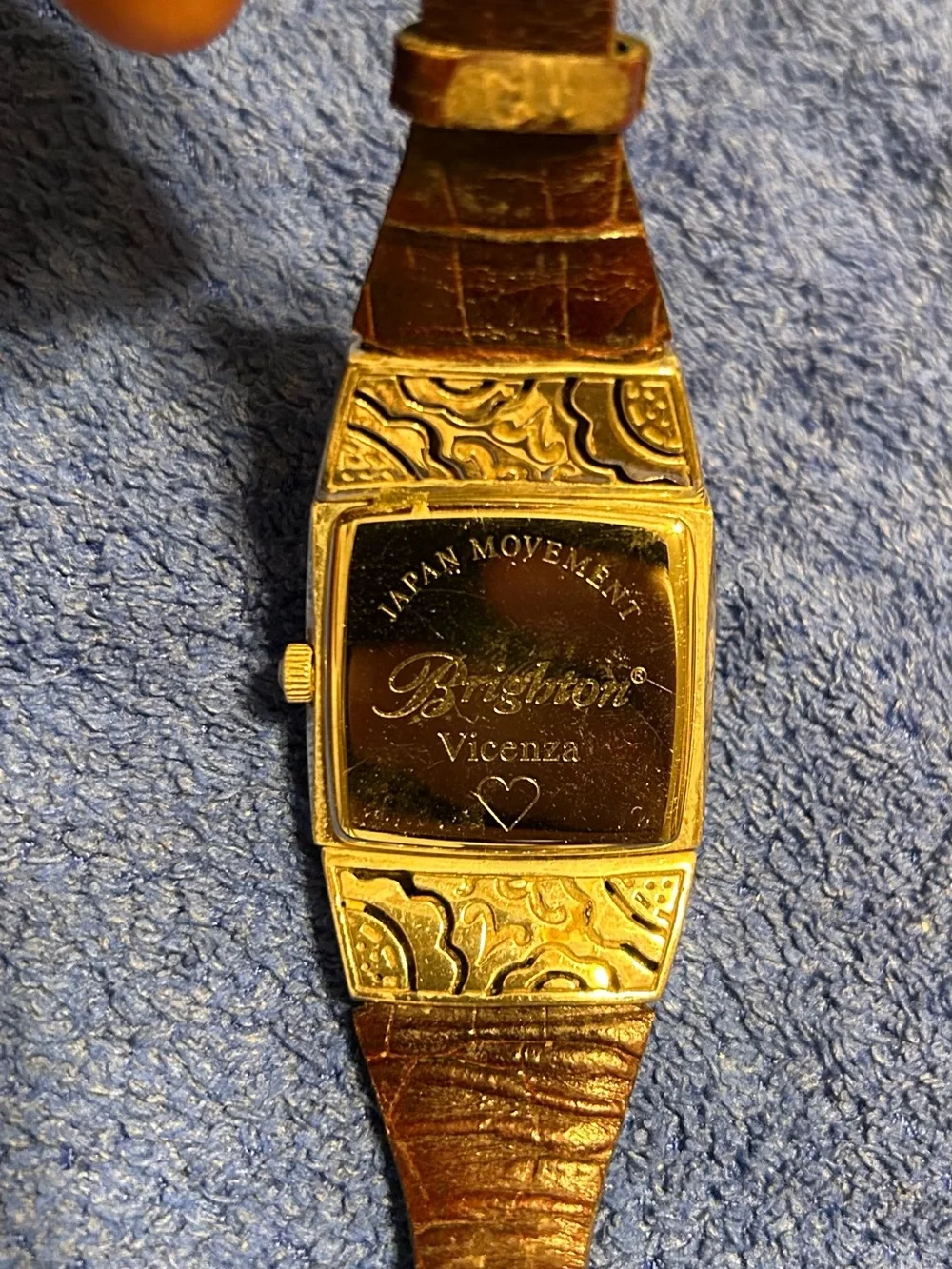 Brighton Vicenza women’s watch Japan movement reversible band brn/blk new batt.